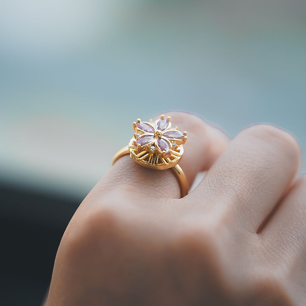Guld Blomst Fidget Ring
