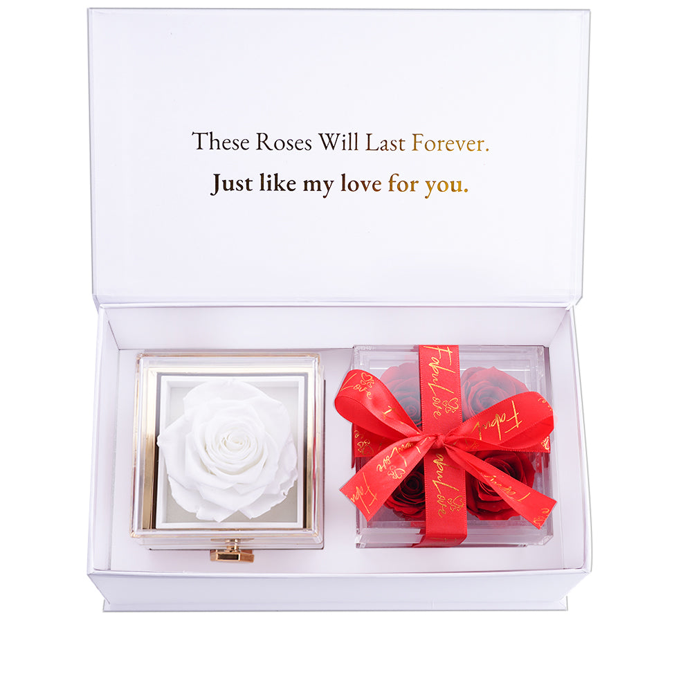Paquete de caja de rosas eternas