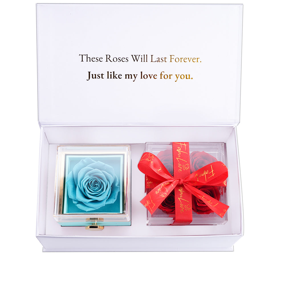 Paquete de caja de rosas eternas