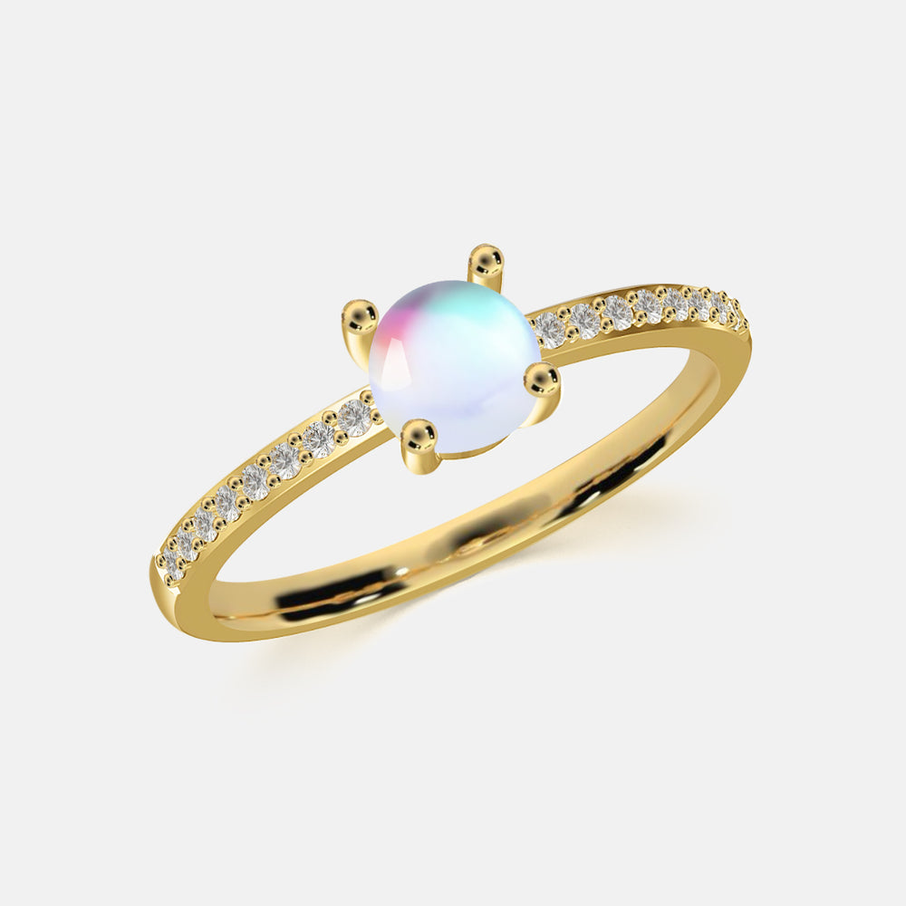 Anello in pietra di luna Celeste
