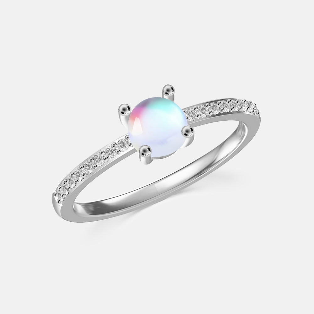 Anello in pietra di luna Celeste