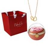 Caja de Rosa Eterna - Con Collar Grabado y Rosa Real