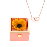 Scatola con rosa eterna - con collana incisa e vera rosa