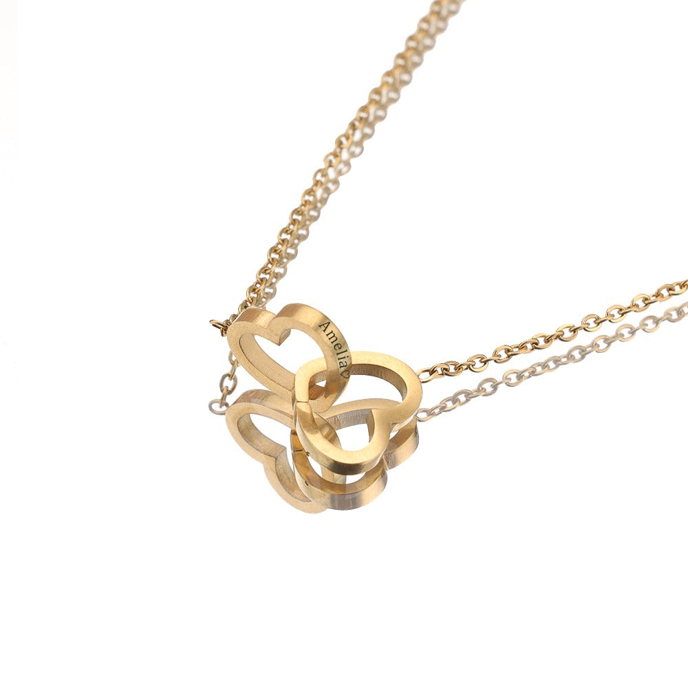 Scatola con rosa eterna - con collana incisa e vera rosa